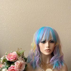 women's rainbow wig